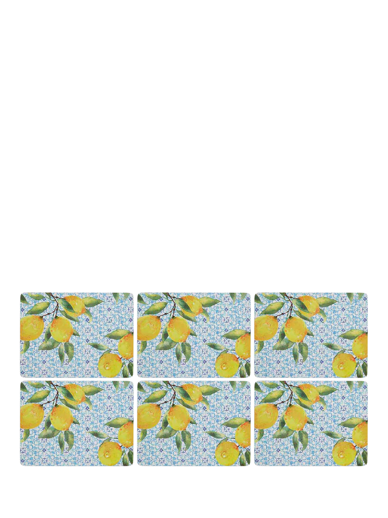 Pimpernel Amalfi Lemons placemat and coaster set of 6, UK version
