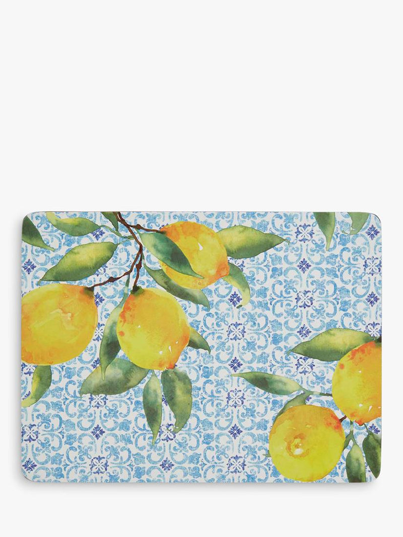 Pimpernel Amalfi Lemons placemat and coaster set of 6, UK version