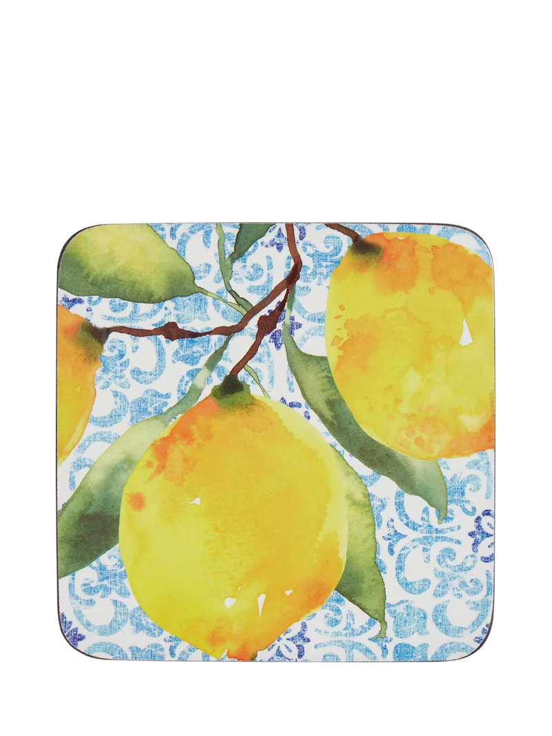 Pimpernel Amalfi Lemons placemat and coaster set of 6, UK version