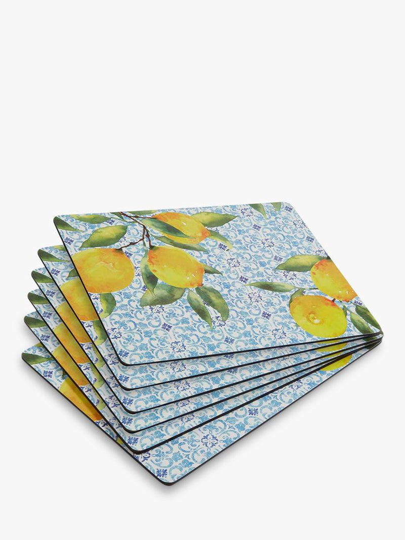 Pimpernel Amalfi Lemons placemat and coaster set of 6, UK version