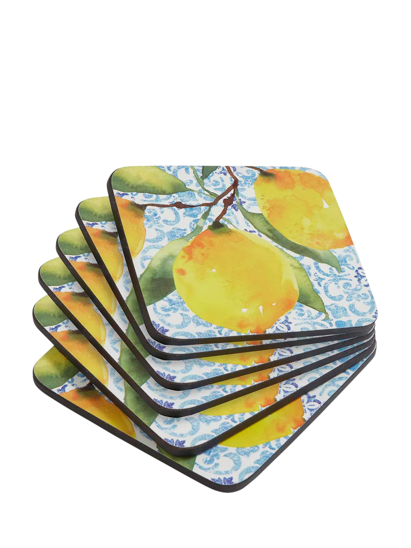 Pimpernel Amalfi Lemons placemat and coaster set of 6, UK version