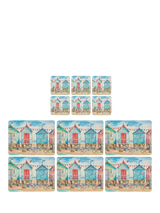 John Lewis Pimpernel Beach Huts Cork-Backed Placemat and Coaster Set of 6- Buy online at McGrocer