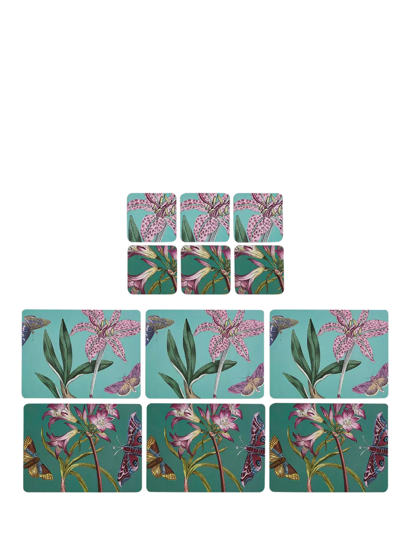 Pimpernel Botanic Garden Flora & Fauna placemat set, cork-backed - British product