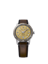 John Lewis Seiko SRPL75J1 Men's Leather Strap Watch, Golden Yellow- Buy online at McGrocer