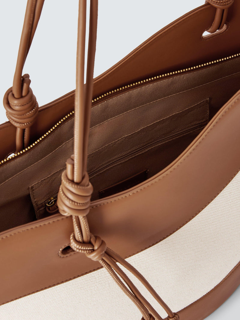 John Lewis Isla East West tote bag tan and canvas (British brand)