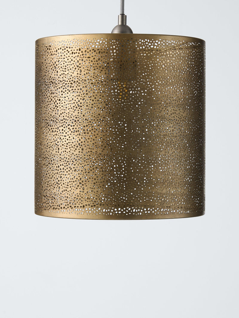 John Lewis etched long drum lampshade antique brass 40cm, imported from the UK