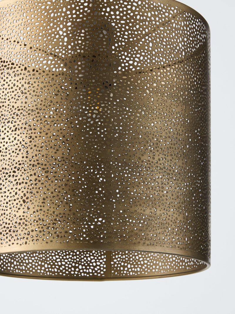 John Lewis etched long drum lampshade antique brass 40cm, imported from the UK