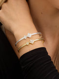 Jon Richard silver pave clover bangle, UK version