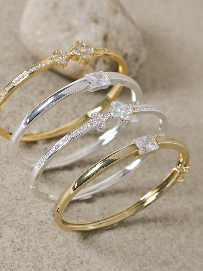Jon Richard silver pave clover bangle, UK version