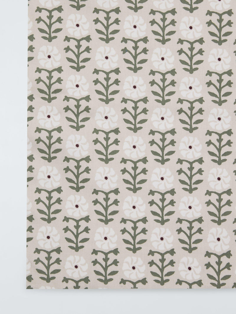John Lewis Aria Floral oilcloth tablecloth fabric natural 130cm (British brand)
