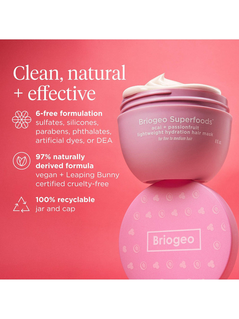 Briogeo hair mask acai and passionfruit 236ml, imported from the UK