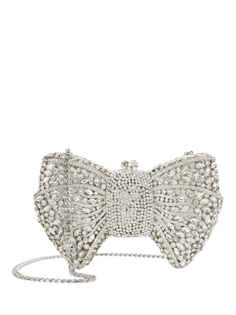 Dune London embellished bow clutch bag silver - British product