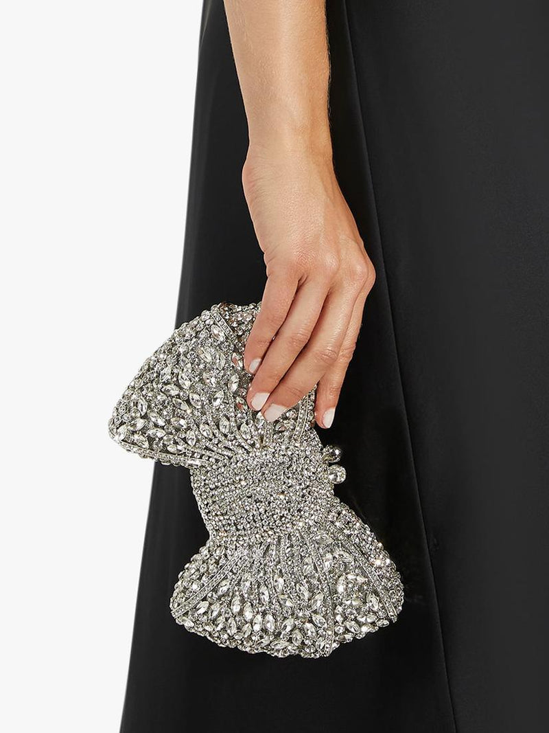 Dune London embellished bow clutch bag silver - British product