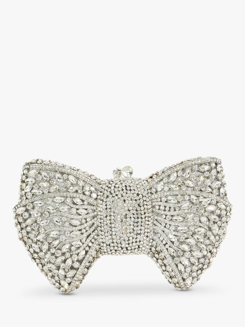 Dune London embellished bow clutch bag silver - British product