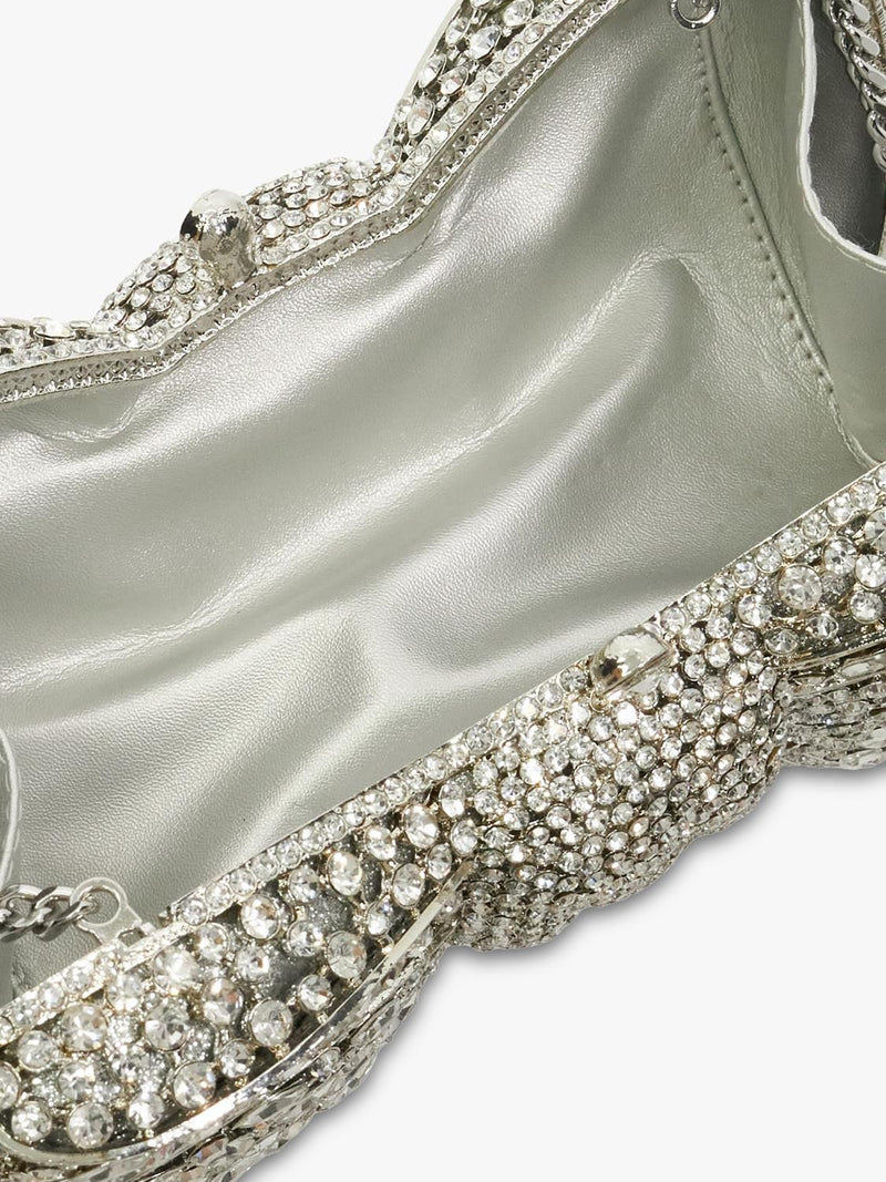 Dune London embellished bow clutch bag silver - British product