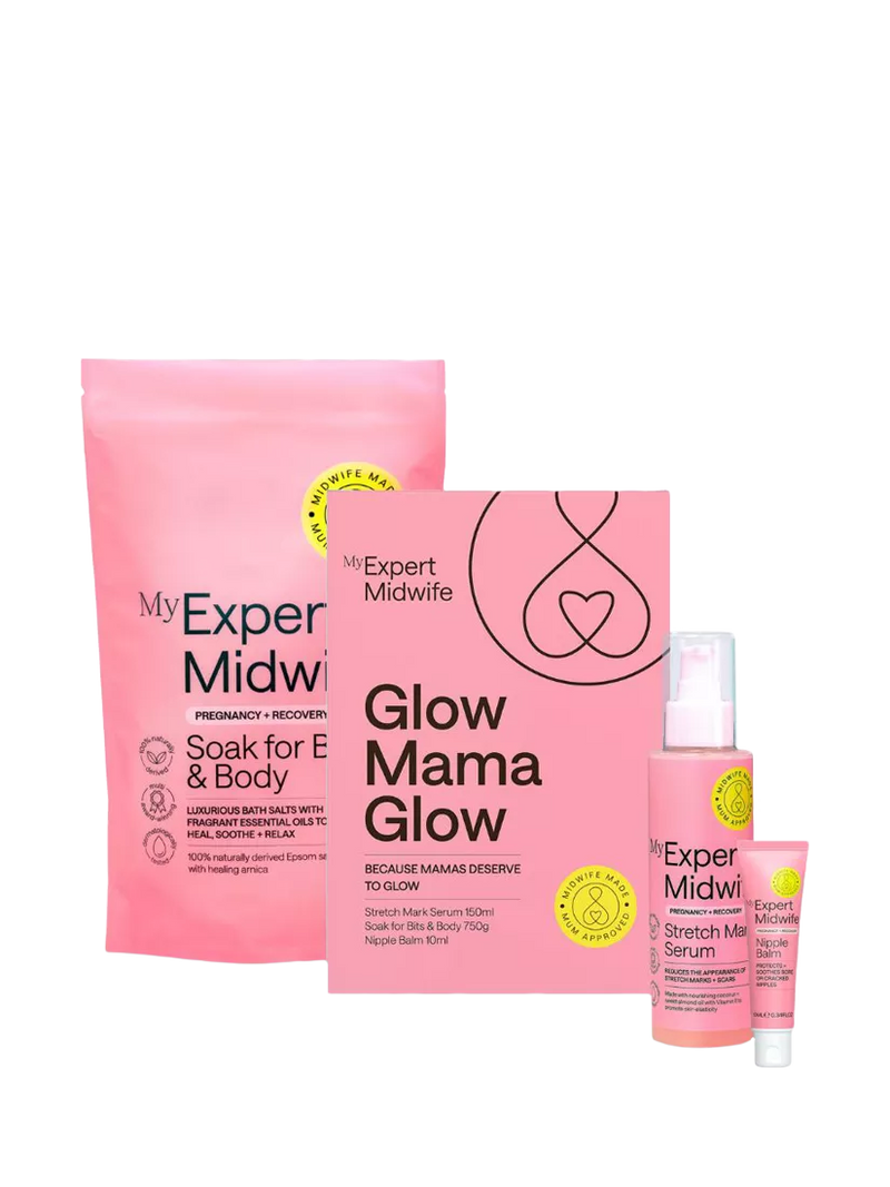 My Expert Midwife Glow Mama Glow gift set, imported from the UK