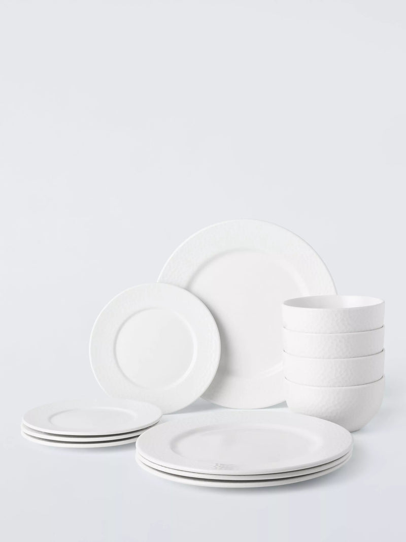 John Lewis Dimple porcelain dinnerware set 12 piece, imported from the UK
