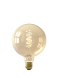 Calex LED bulb 3.8W curly filament E27 globe G125, imported from the UK