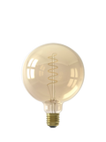 Calex LED bulb 3.8W curly filament E27 globe G125, imported from the UK
