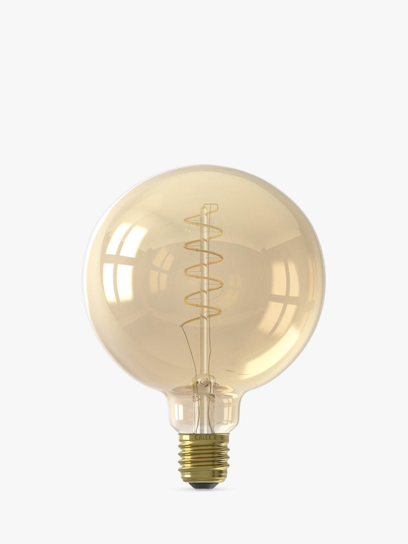 Calex LED bulb 3.8W curly filament E27 globe G125, imported from the UK