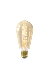 John Lewis Calex 3.8W LED Curly Filament Dimmable E27 Rustic Bulb, Gold- Buy online at McGrocer