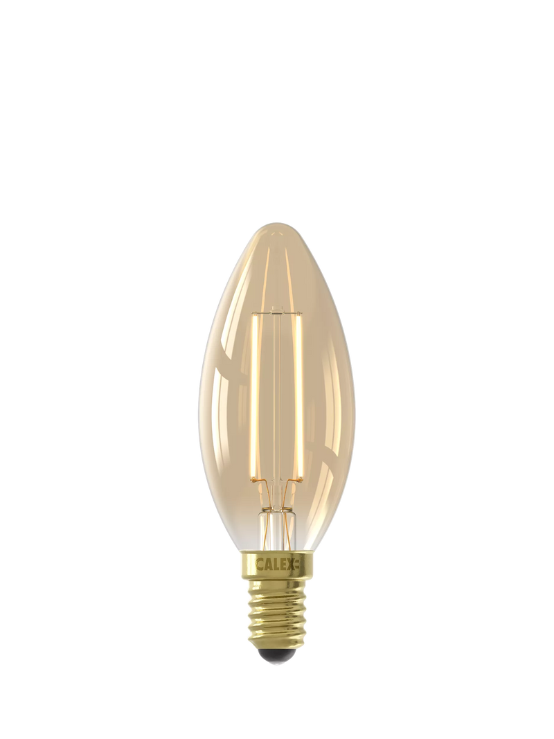 Calex 3.5W decorative LED candle bulb gold filament, imported from the UK