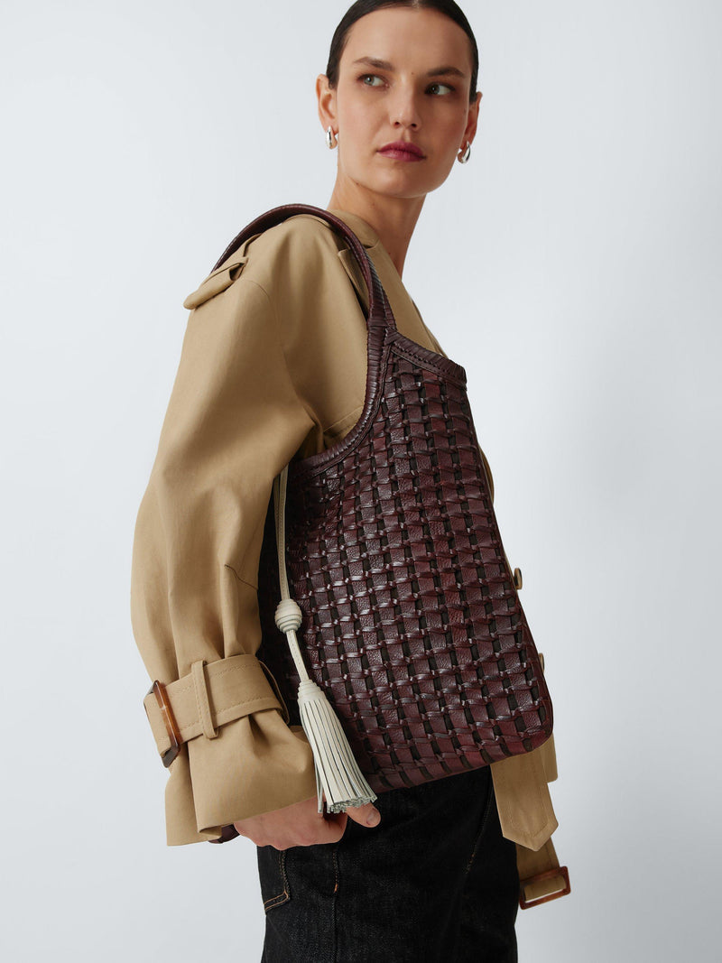 John Lewis woven leather shoulder bag tote - British product