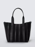 John Lewis Luxe Stripe Tote Bag Black suede leather - British product