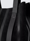 John Lewis Luxe Stripe Tote Bag Black suede leather - British product