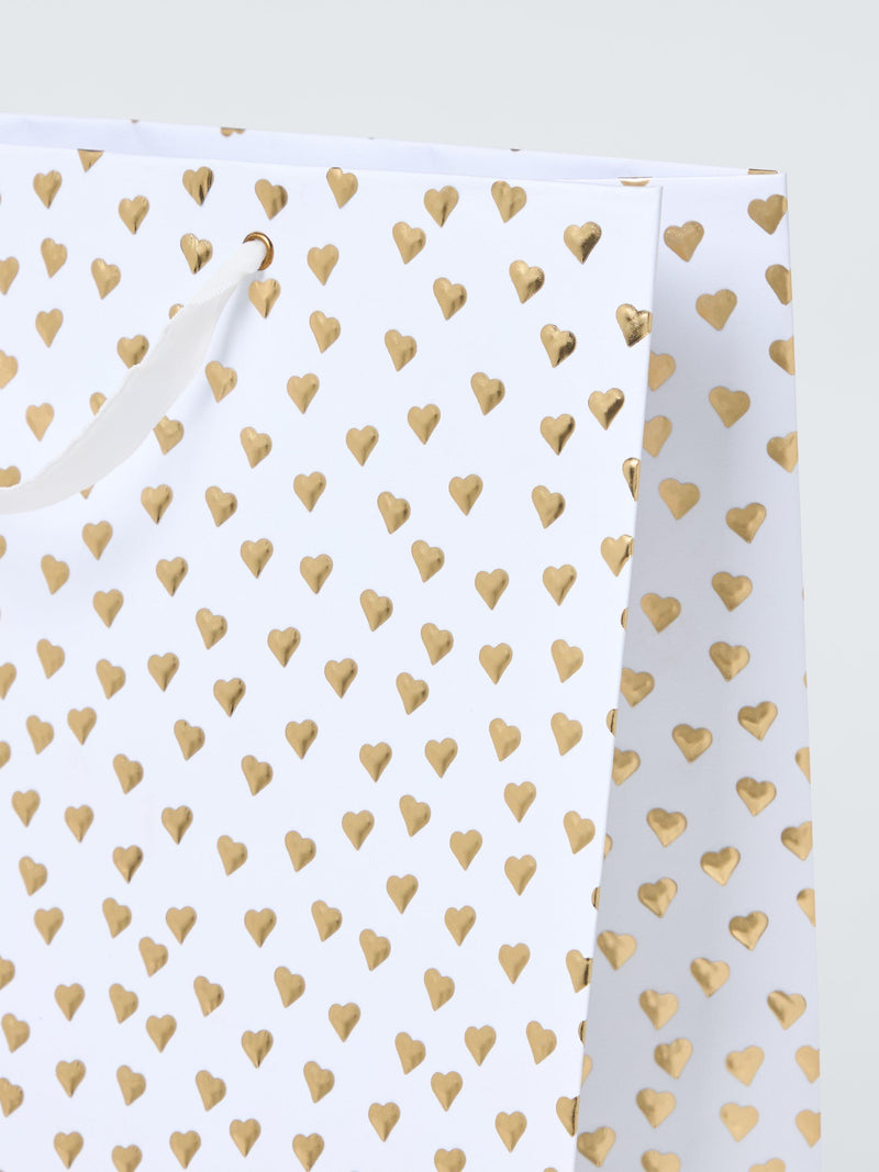 John Lewis foil hearts white gift bag, imported from the UK
