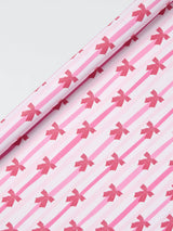 John Lewis John Lewis Stripe Bows Wrapping Paper 3m Pink- Buy online at McGrocer