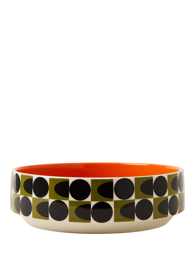 Orla Kiely Spot Square stoneware fruit bowl 26cm orange - British product