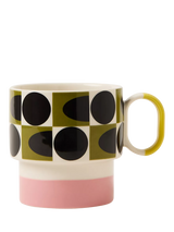 John Lewis Orla Kiely Spot Square Oval Print Stackable Stoneware Mug, Pink, 275ml- Buy online at McGrocer