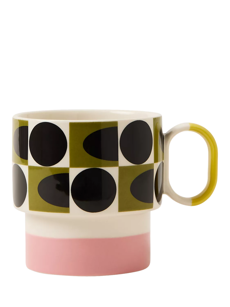 Orla Kiely stoneware mug 275ml pink spot pattern, UK version