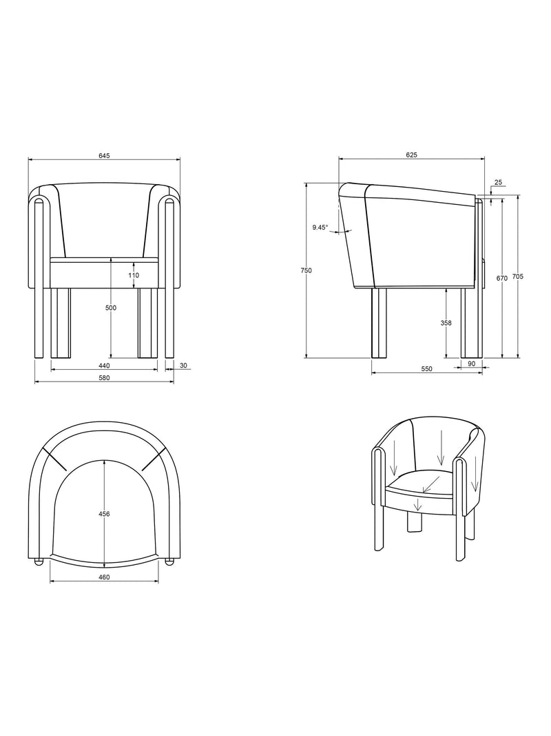 John Lewis Solace tub chair with oak legs, imported from the UK