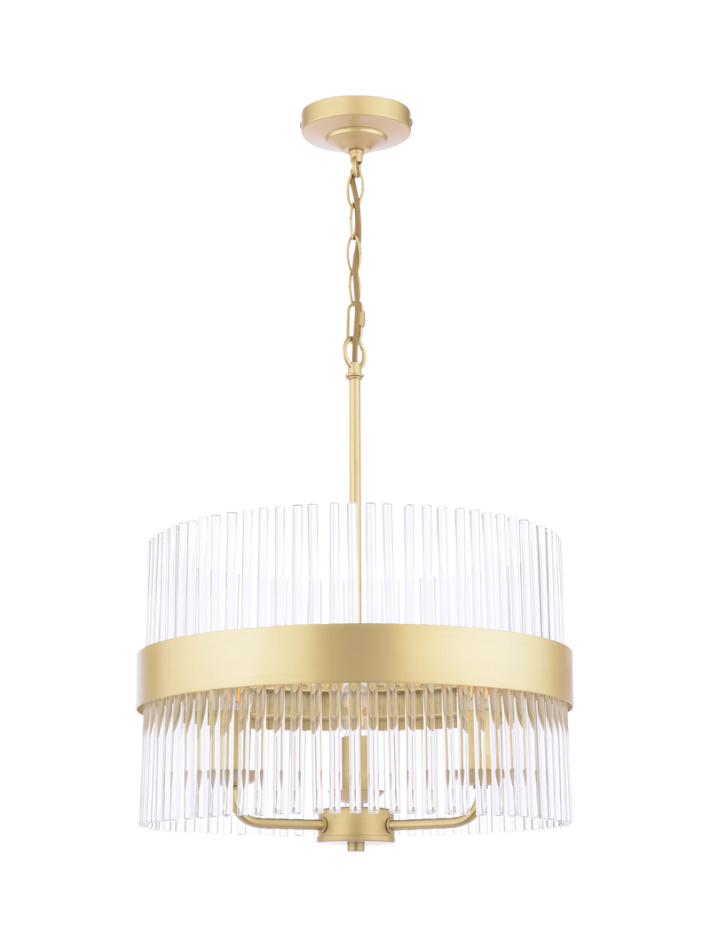 Laura Ashley Alexa pendant light antique brass 3 arm glass rod (British brand)