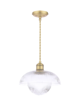 John Lewis Laura Ashley Billham Ribbed Glass Pendant Ceiling Light, Antique Brass- Buy online at McGrocer