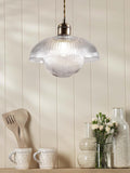 Laura Ashley ribbed glass pendant light antique brass, UK version