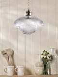 Laura Ashley ribbed glass pendant light antique brass, UK version