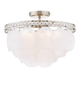 John Lewis Laura Ashley Caverton Glass Scallop Shell Semi Flush Ceiling Light, Polished Nickel- Buy online at McGrocer