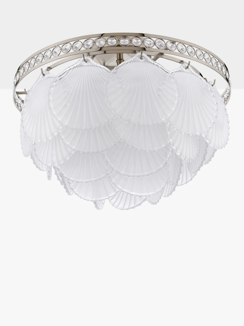 Laura Ashley Caverton semi-flush scallop shell ceiling light, polished nickel, UK version