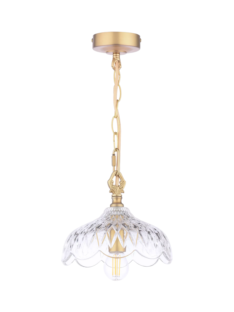 Laura Ashley Eversden cut glass pendant light antique brass (British brand)