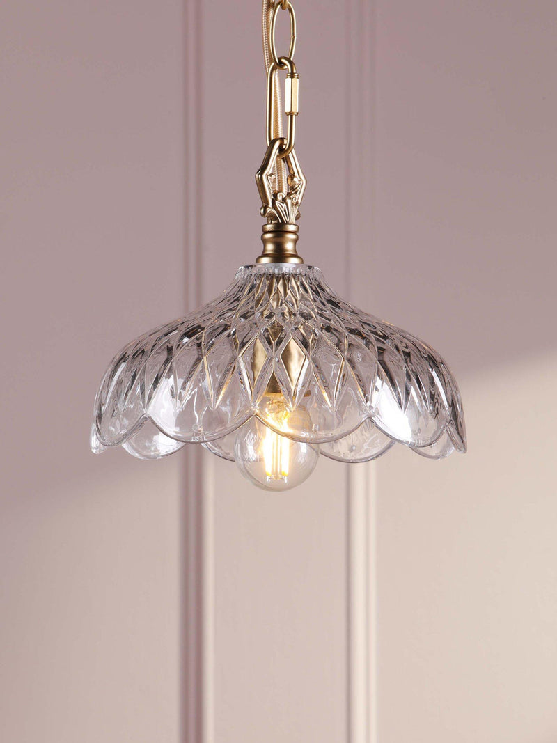 Laura Ashley Eversden cut glass pendant light antique brass (British brand)