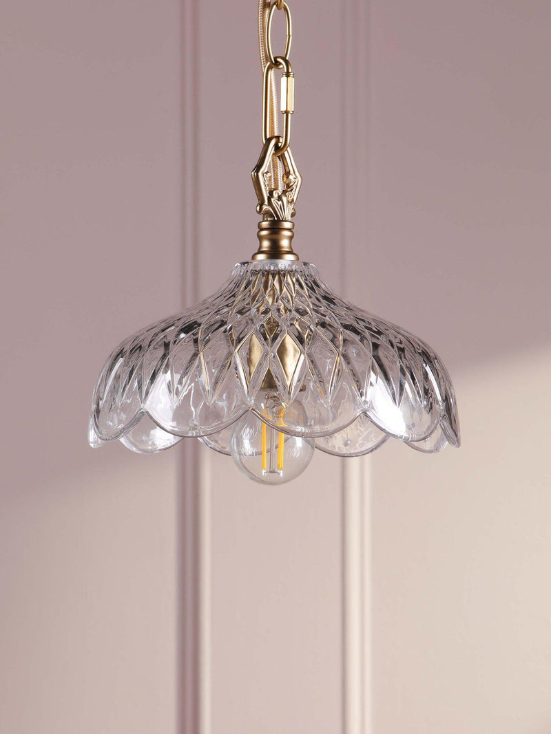 Laura Ashley Eversden cut glass pendant light antique brass (British brand)