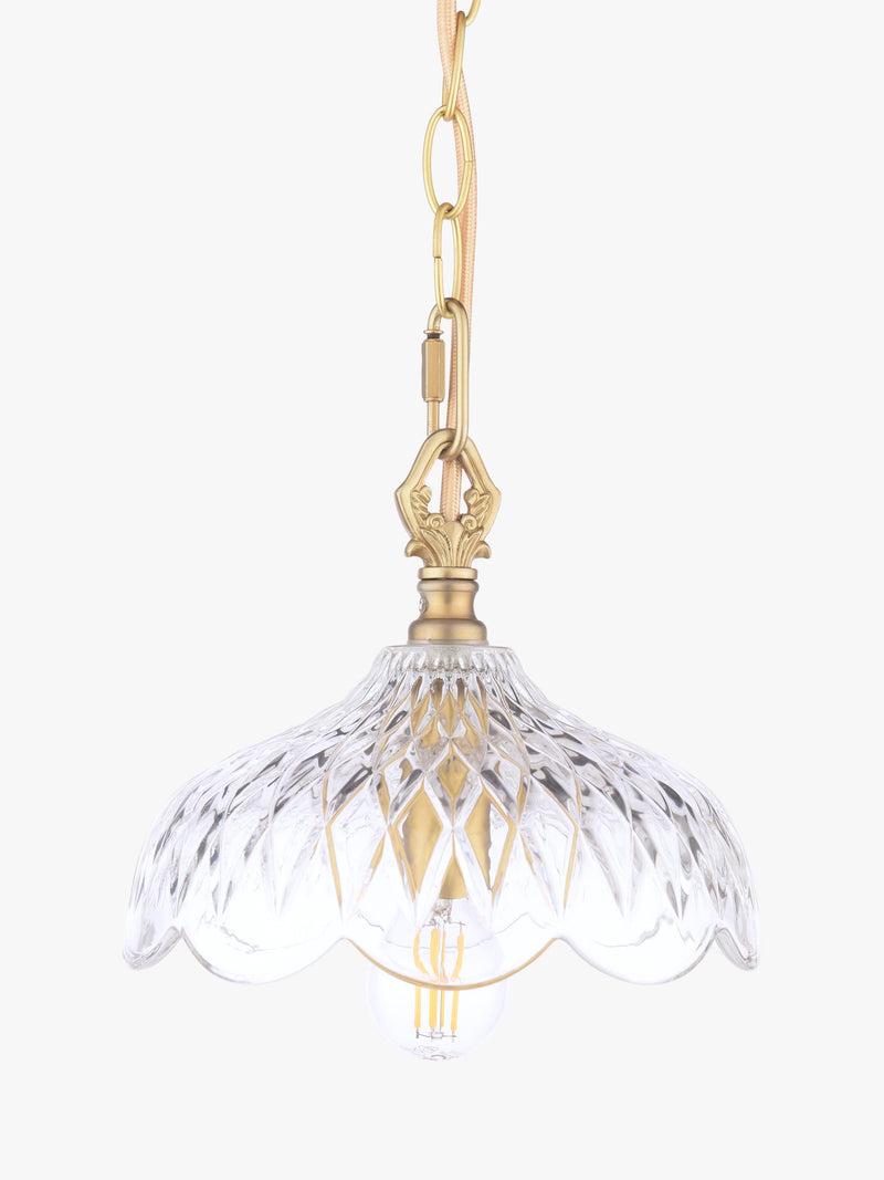 Laura Ashley Eversden cut glass pendant light antique brass (British brand)