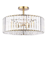John Lewis Laura Ashley Fernhurst Cut Glass Large Semi Flush Ceiling Light Antique Brass- Buy online at McGrocer