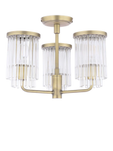 John Lewis Laura Ashley Hilcote Glass Rods Semi Flush Ceiling Light, Matt Antique Brass- Buy online at McGrocer