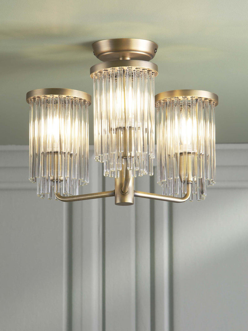 Laura Ashley Hilcote semi flush ceiling light matt antique brass (British brand)