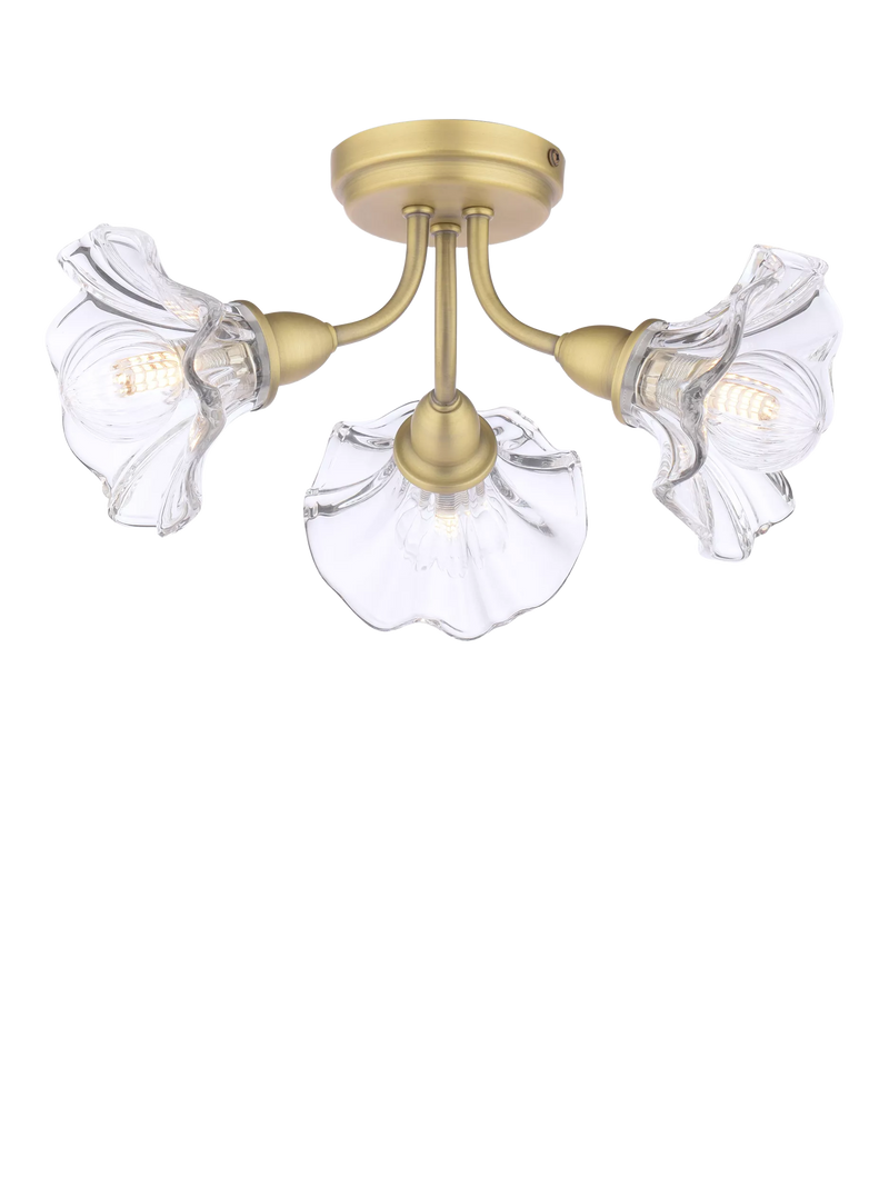 Laura Ashley Kerswell 3 arm glass shade flush ceiling light, imported from the UK