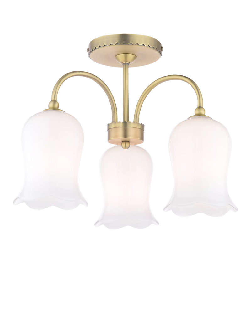 Laura Ashley Lidsell semi flush ceiling light antique brass - British product